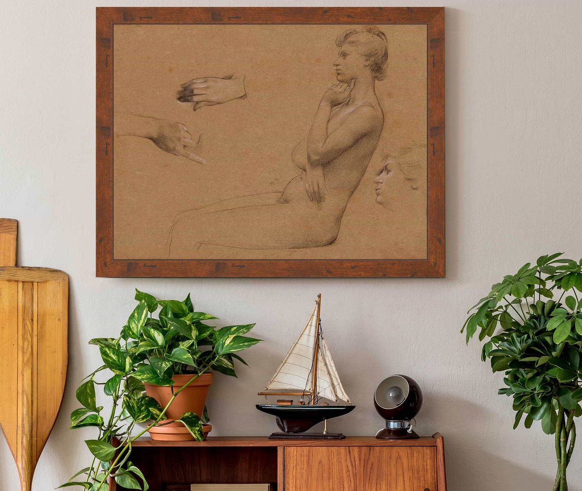 Nu De Femme Assise Et Etude De Mains Et De Visage by Luc Olivier Merson