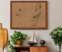 Nu De Femme Assise Et Etude De Mains Et De Visage by Luc Olivier Merson