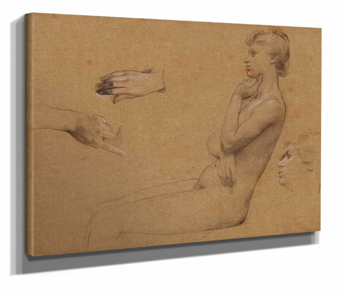 Nu De Femme Assise Et Etude De Mains Et De Visage by Luc Olivier Merson