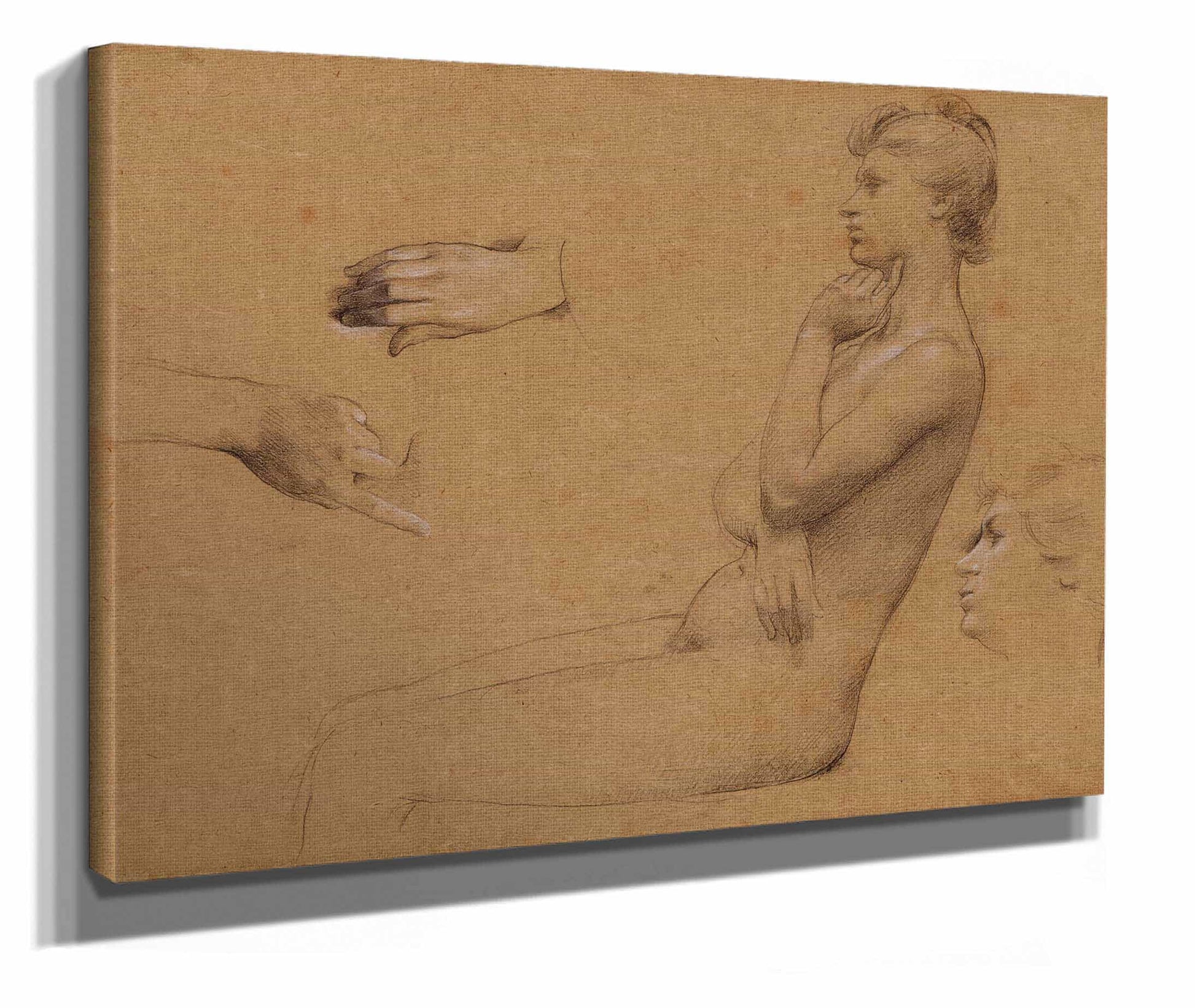 Nu De Femme Assise Et Etude De Mains Et De Visage by Luc Olivier Merson