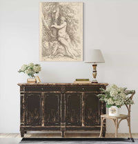 Nude Seated Holding Onto A Tree  by Salvator Rosa