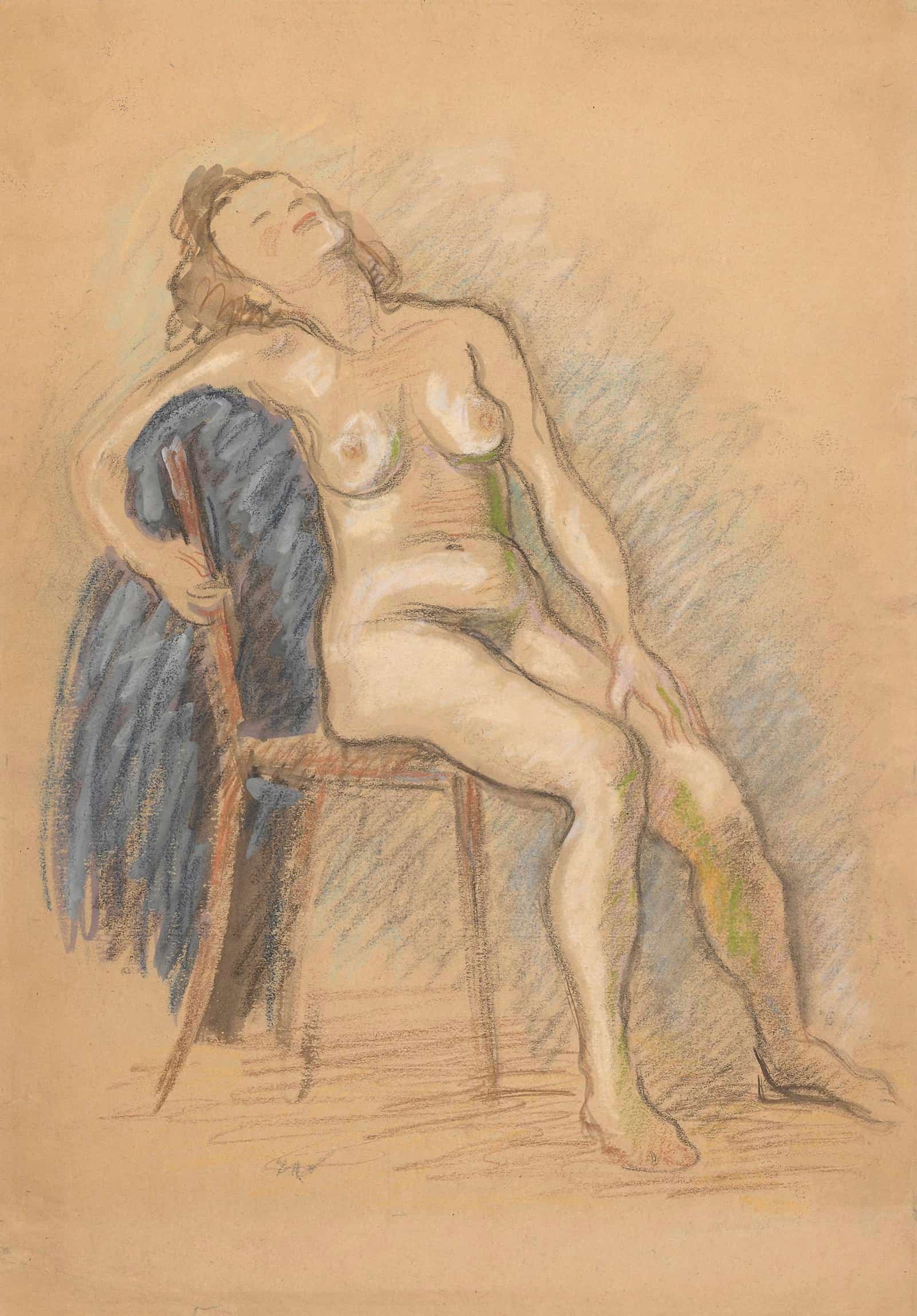 Nude Sitting In A Chair  by Zygmunt Waliszewski