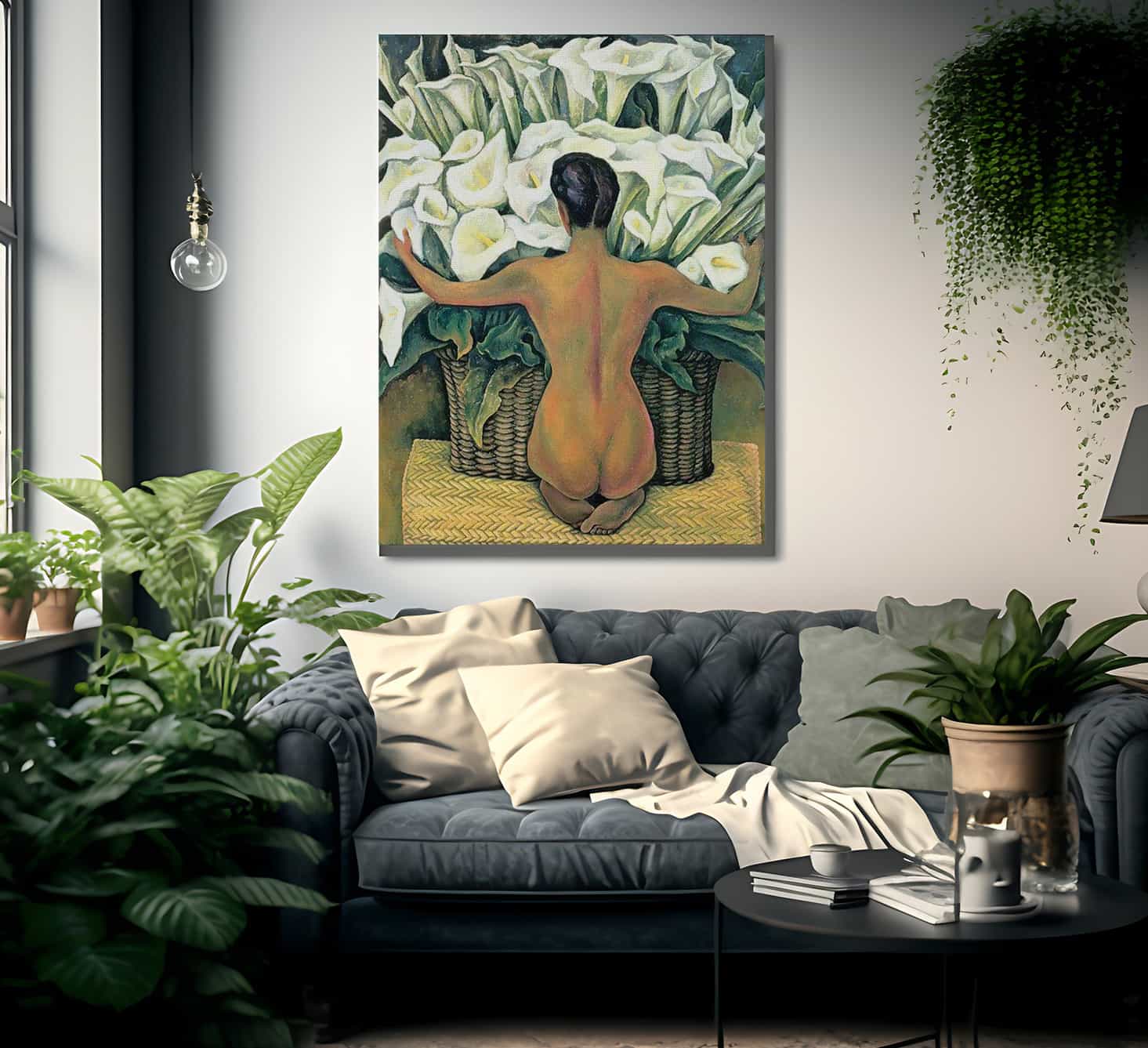 Nude With Calla Lilies By Diego River Print, Canvas Art, Framed Print. –  Truly Art