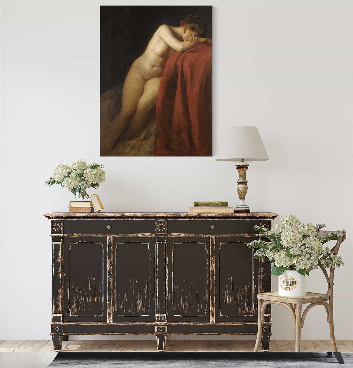 Nude With Red Drape by Franz Von Defregger