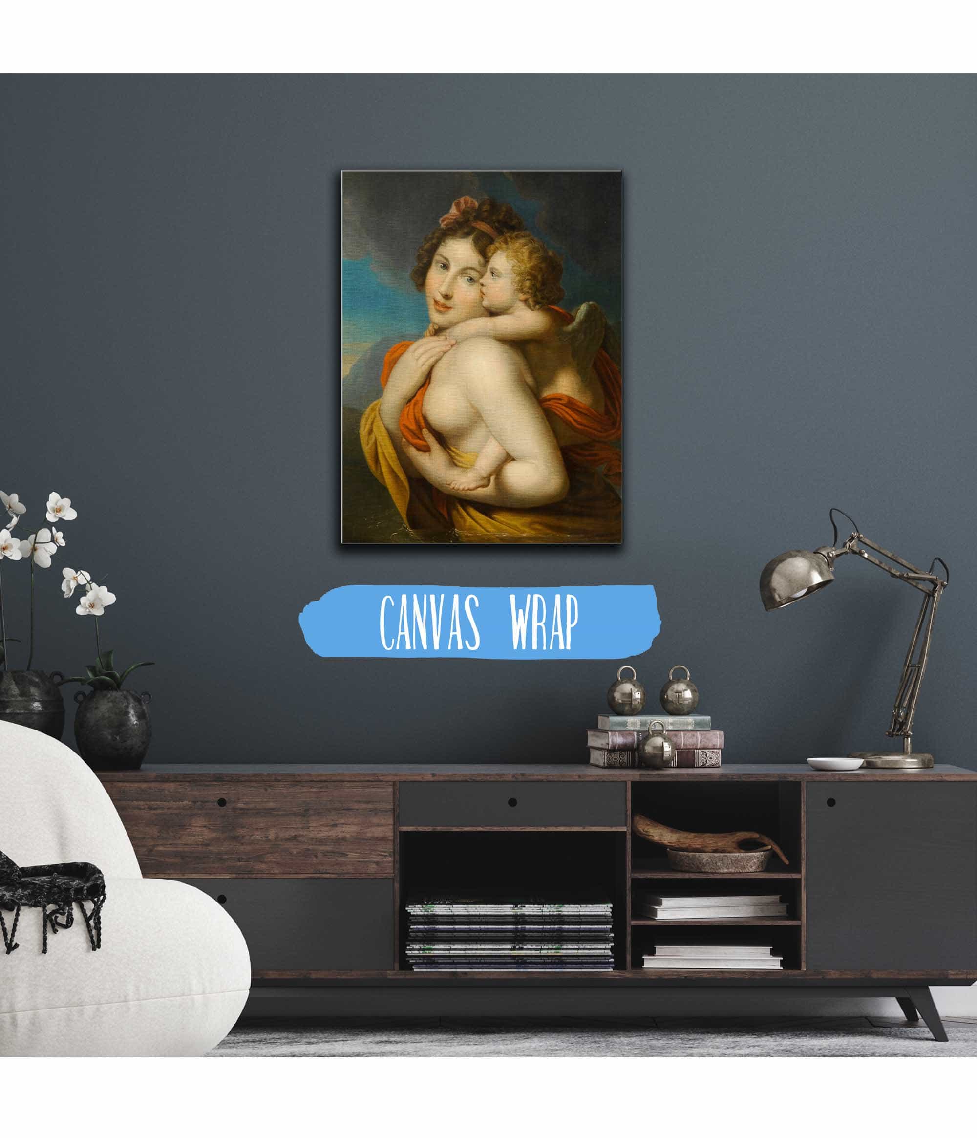 Nymphe Tragt Amor Durch Einen Fluss Around by Johann Baptist Von Lampi The Elder