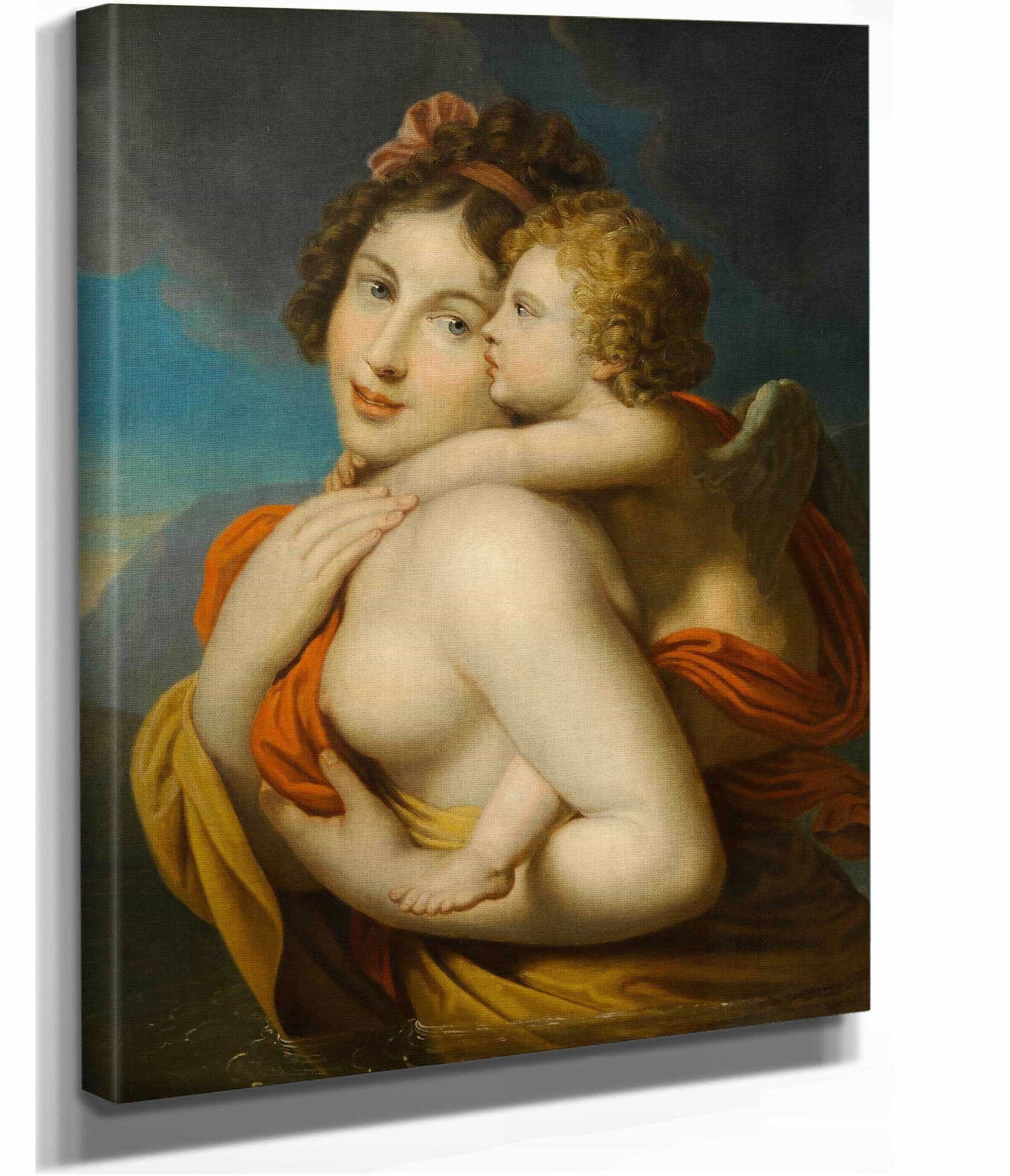 Nymphe Tragt Amor Durch Einen Fluss Around by Johann Baptist Von Lampi The Elder