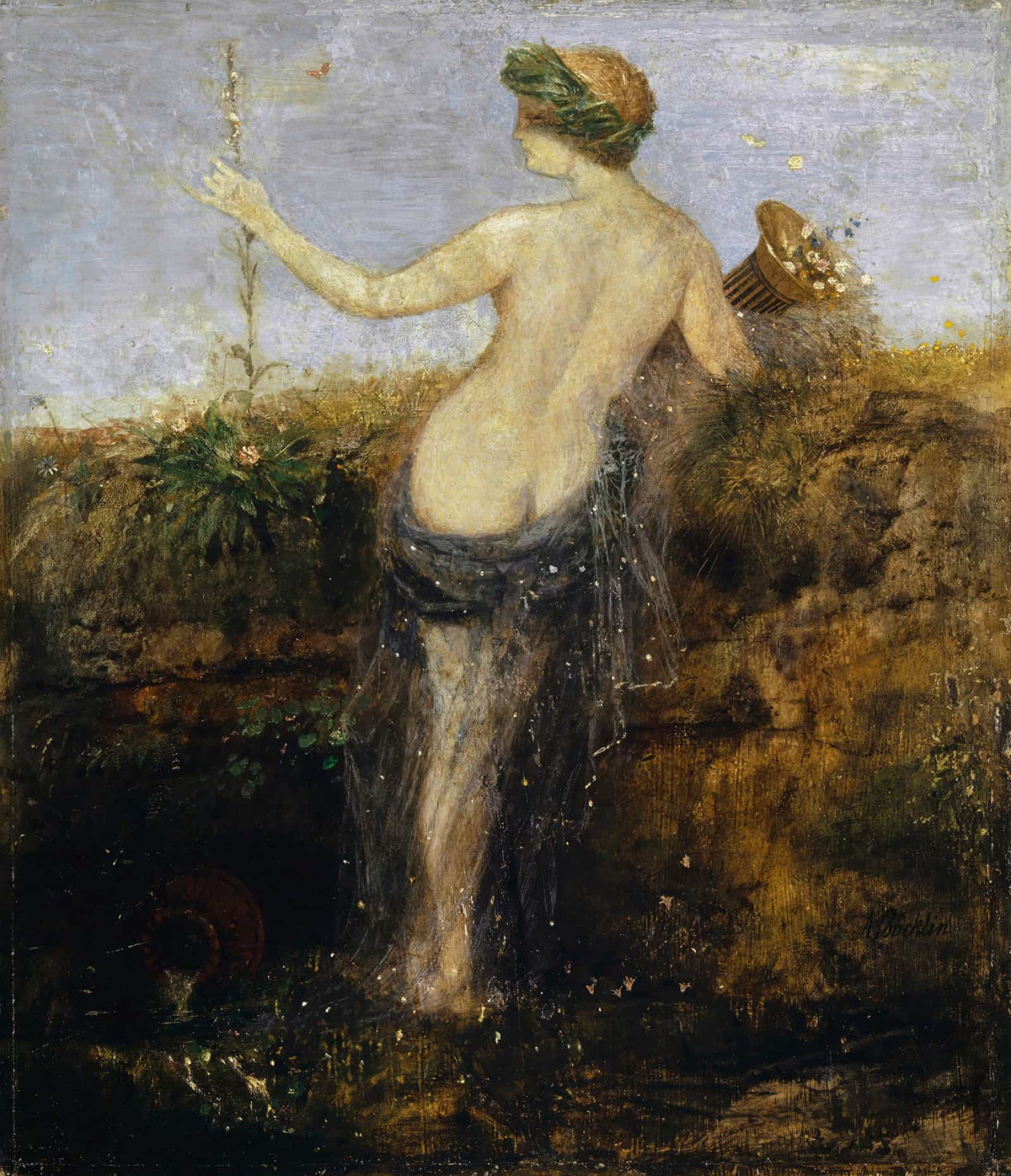 Nymphe With Horn Of Plenty by Arnold Bocklin
