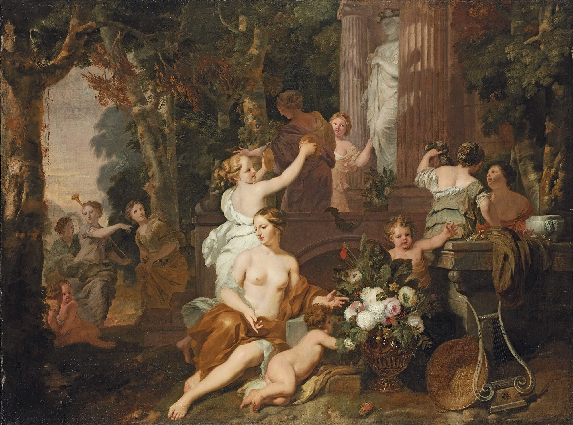 Nymphs And Bacchantes Paying Homage At The Temple Of Flora by Gerard De Lairesse