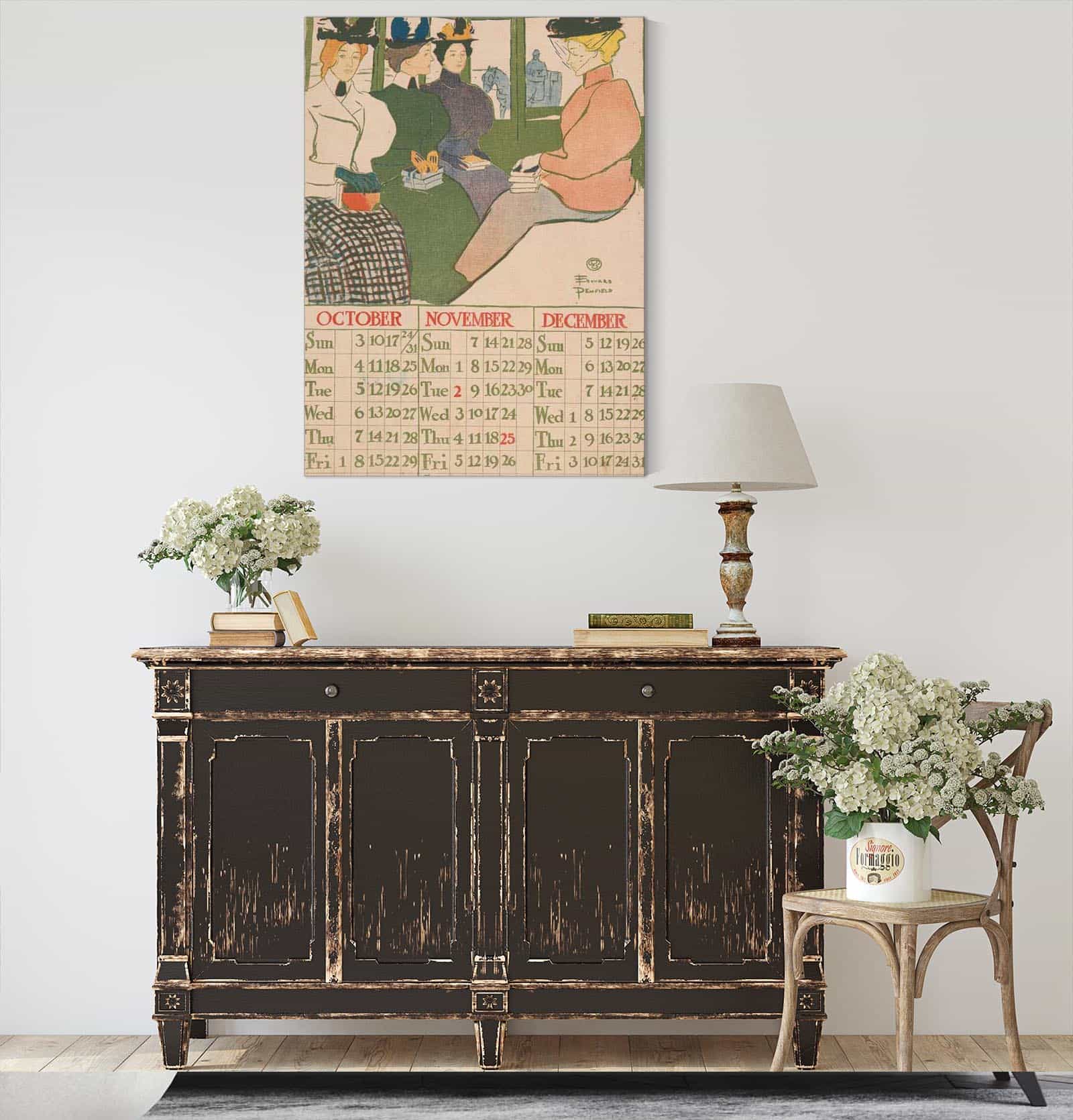 October November December Calendar by Edward Penfield