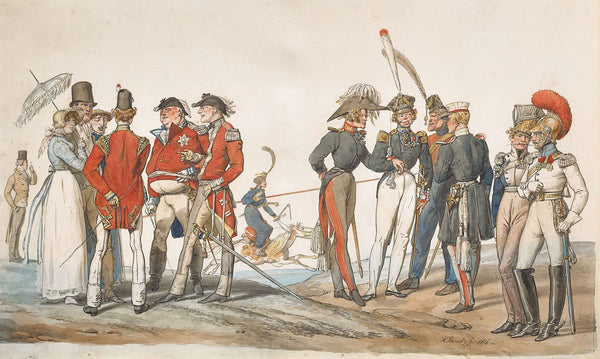 Officiers Anglais Et Francais Discutant by Horace Vernet