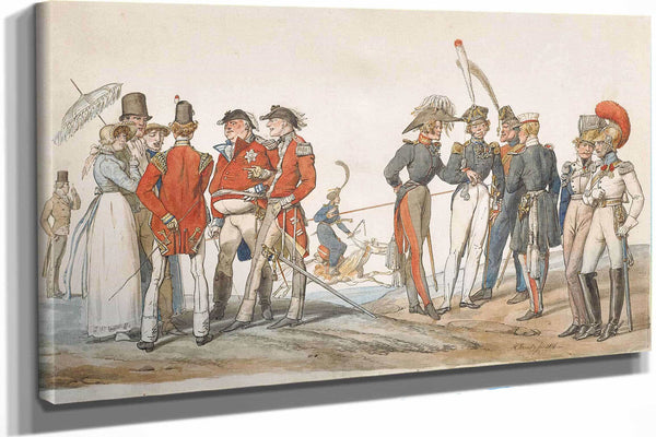 Officiers Anglais Et Francais Discutant by Horace Vernet