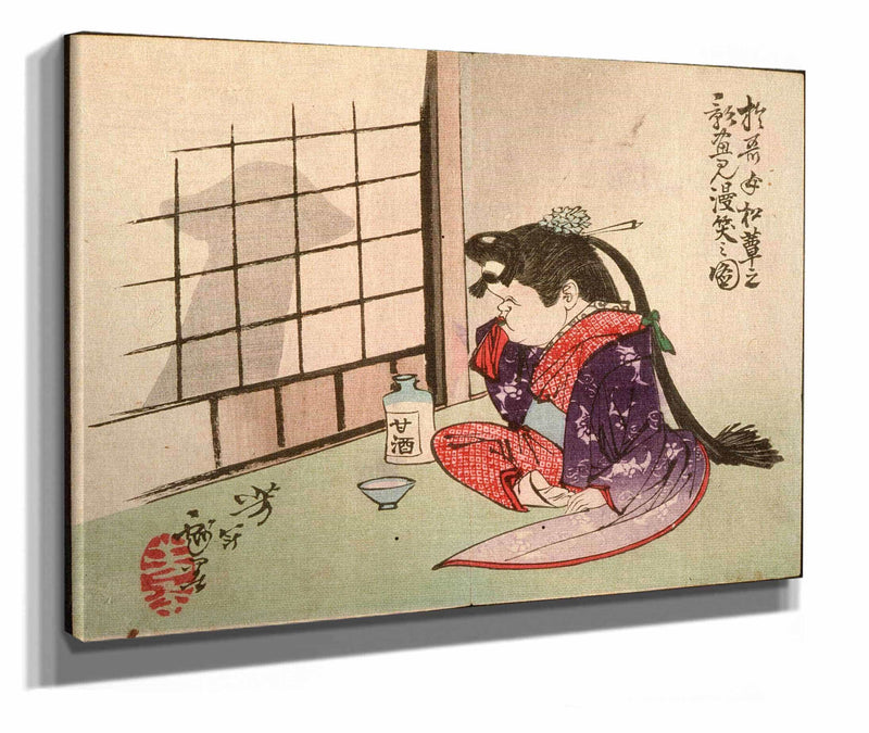 Okame Laughing At The Shadow Of A Mushroom by Tsukioka Yoshitoshi