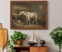 Old Horses With A Dog In A Stable by George Morland