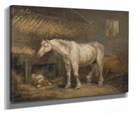 Old Horses With A Dog In A Stable by George Morland