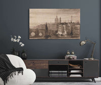 Old London Bridge And St Pauls Cathedral From The Thames by David Cox