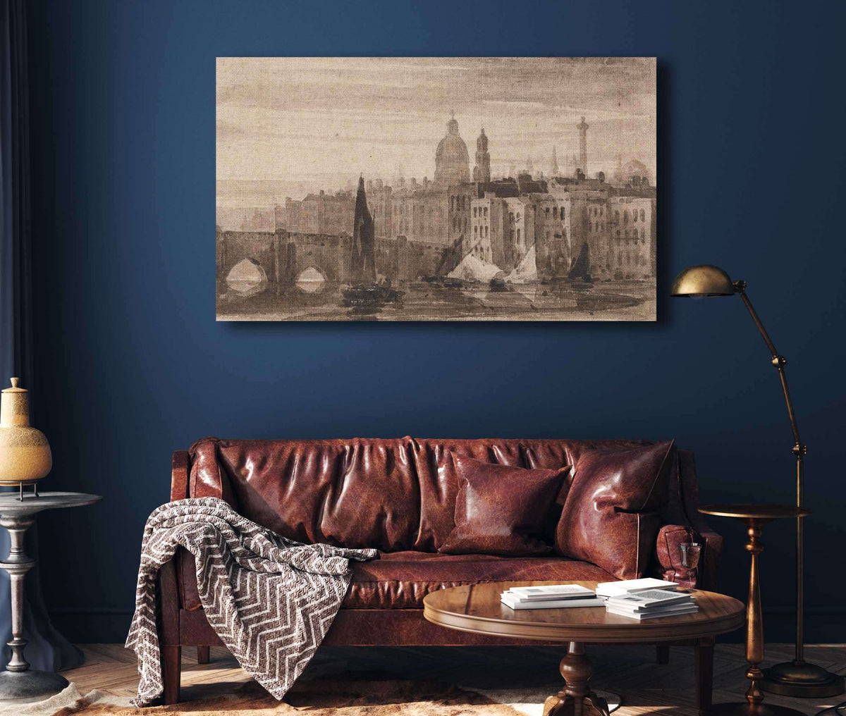 Old London Bridge And St Pauls Cathedral From The Thames by David Cox