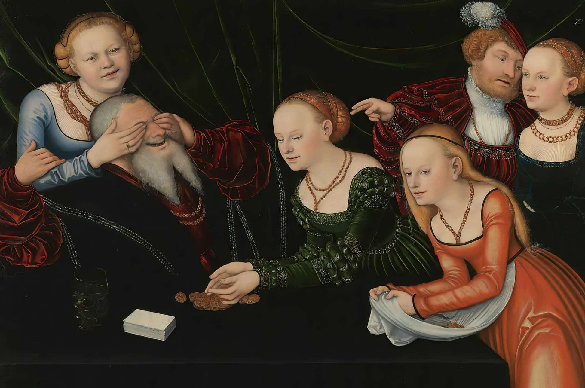 Old Man Beguiled By Courtesans by Lucas Cranach The Elder