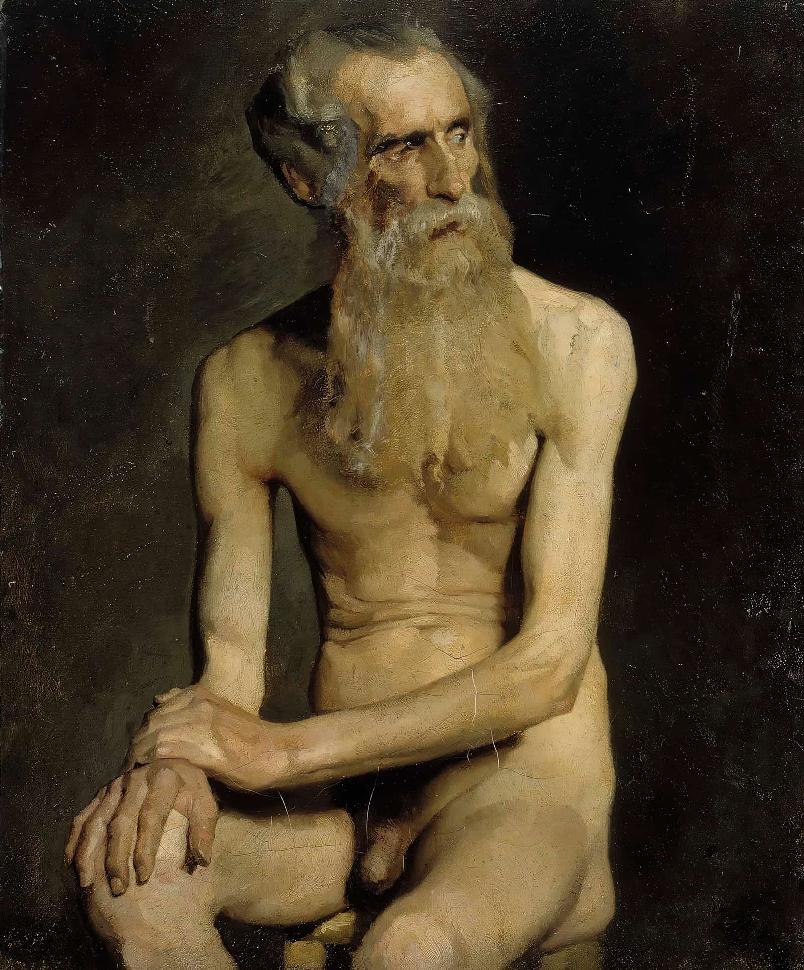 Old Man Seated Academy Study  by Albert Edelfelt