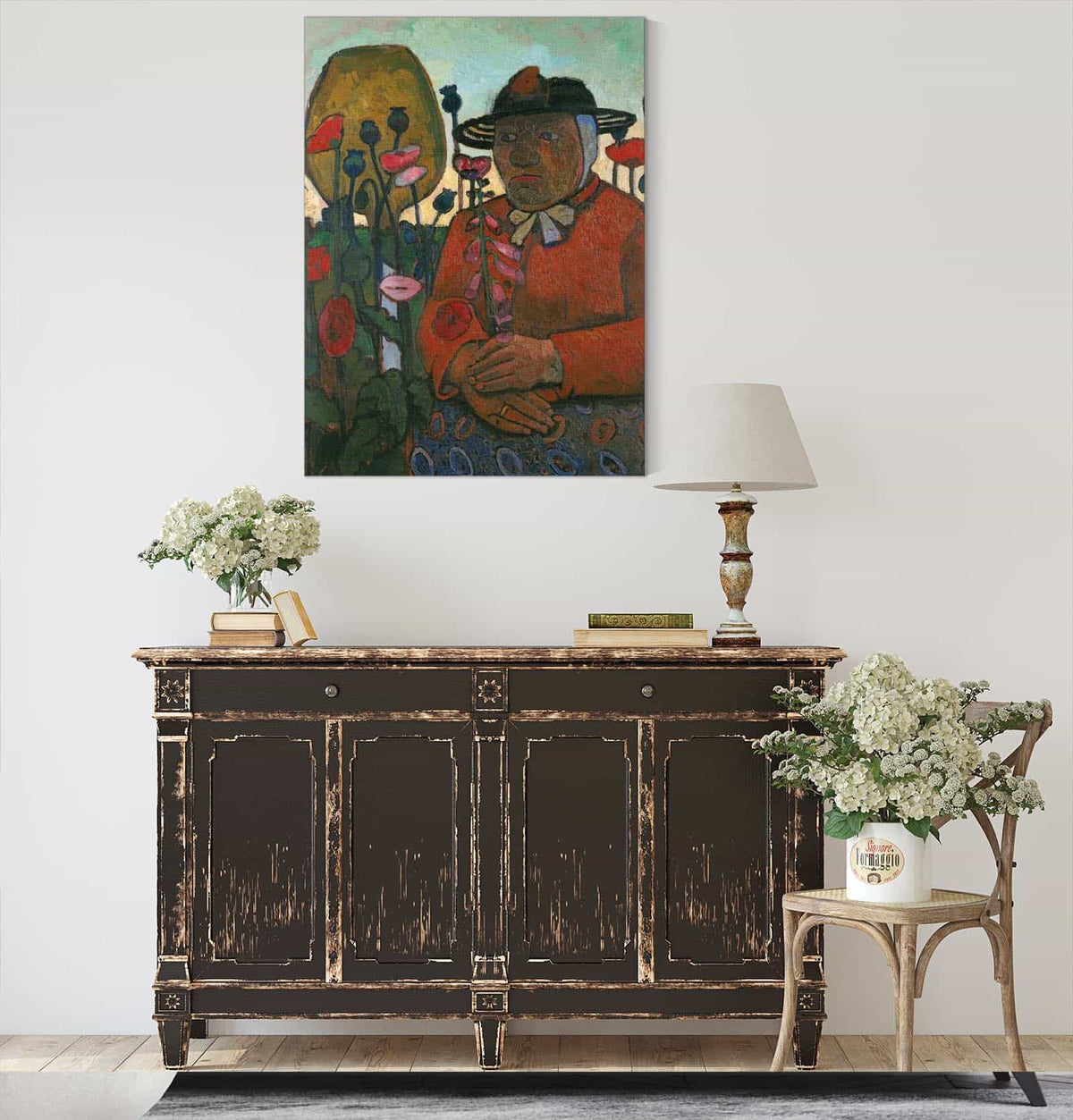 Old Poor Woman With A Glass Ball And Poppies by Paula Modersohn Becker