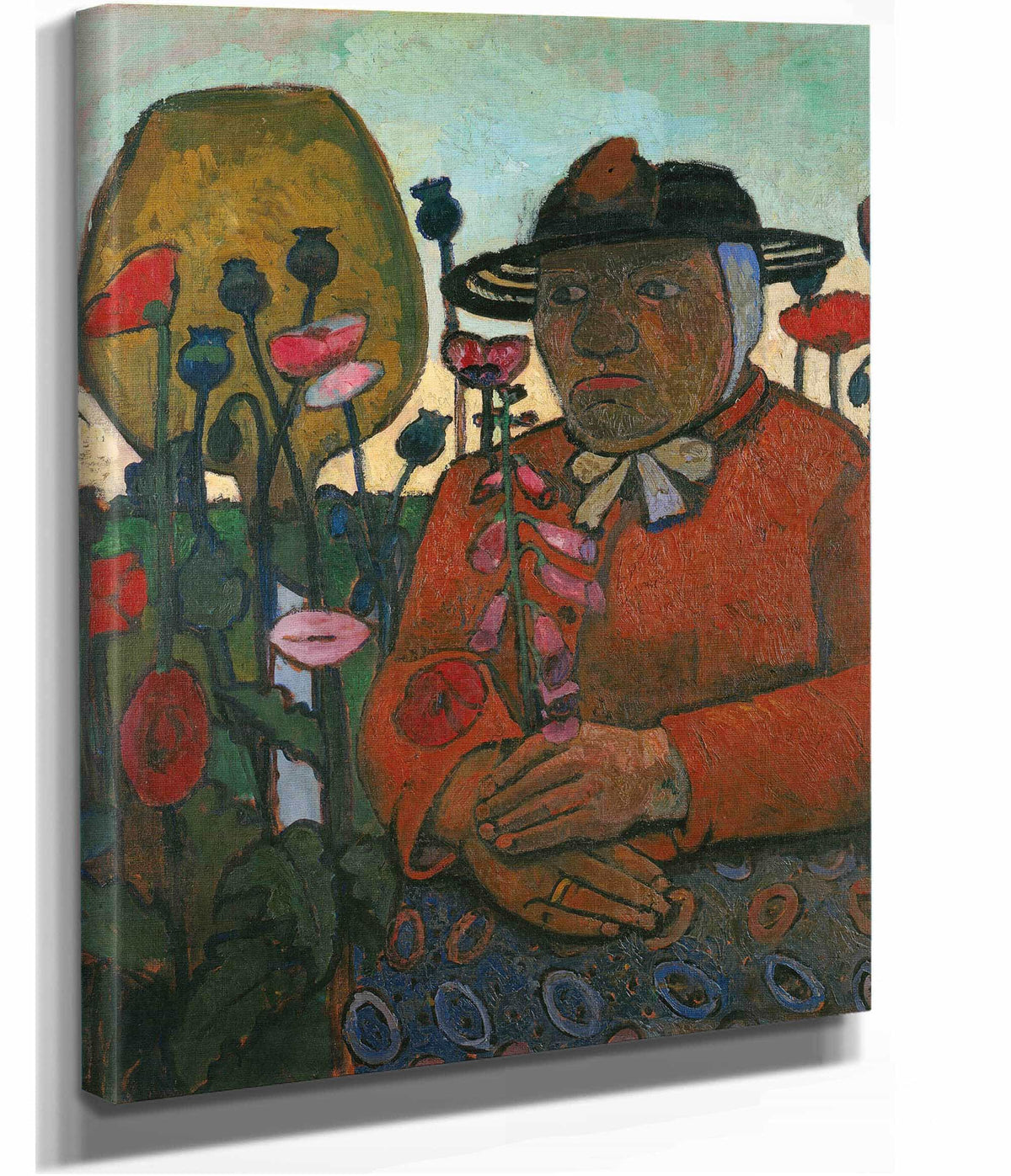 Old Poor Woman With A Glass Ball And Poppies by Paula Modersohn Becker