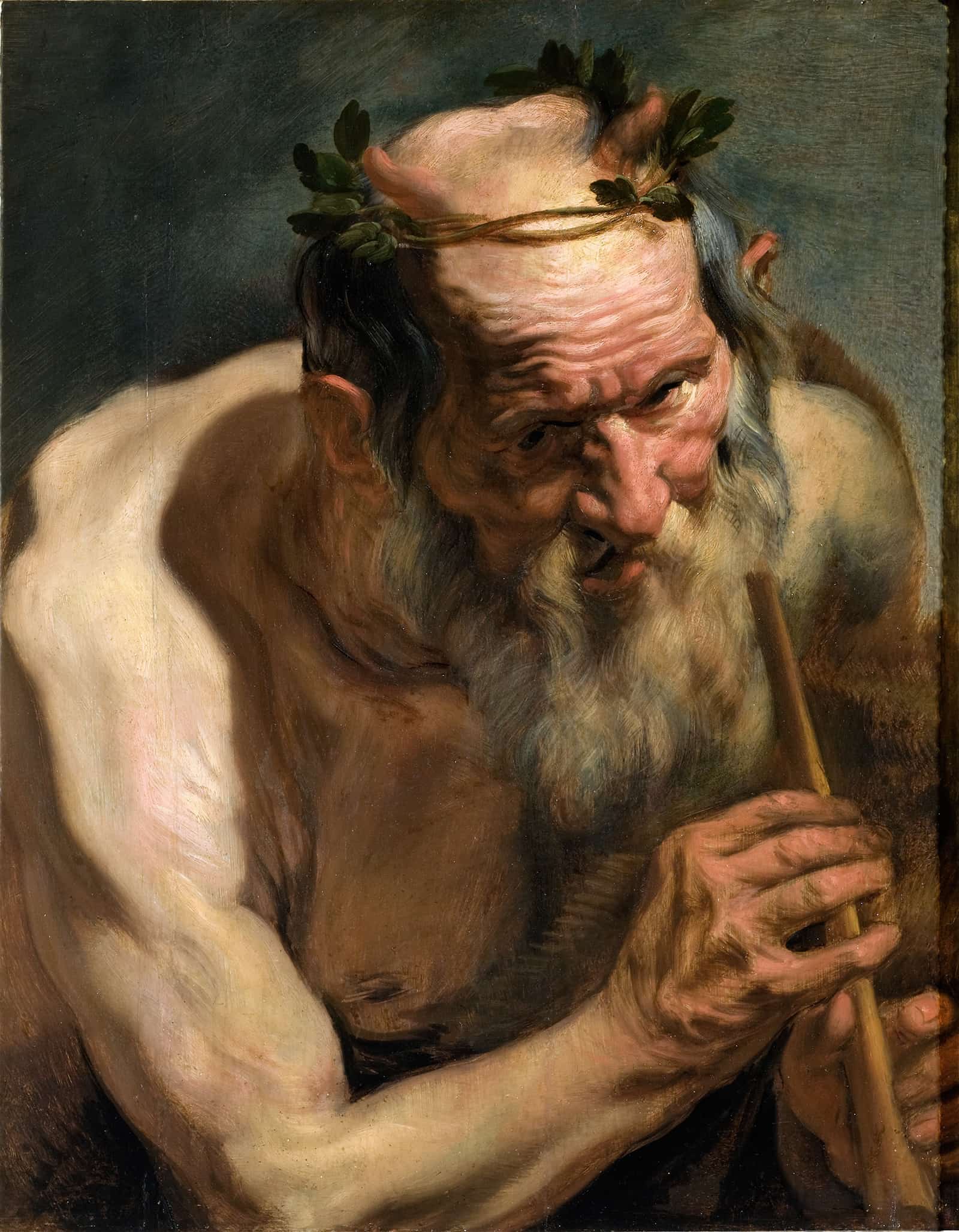 Old Satyr Holding A Flute by Jacob Jordaens