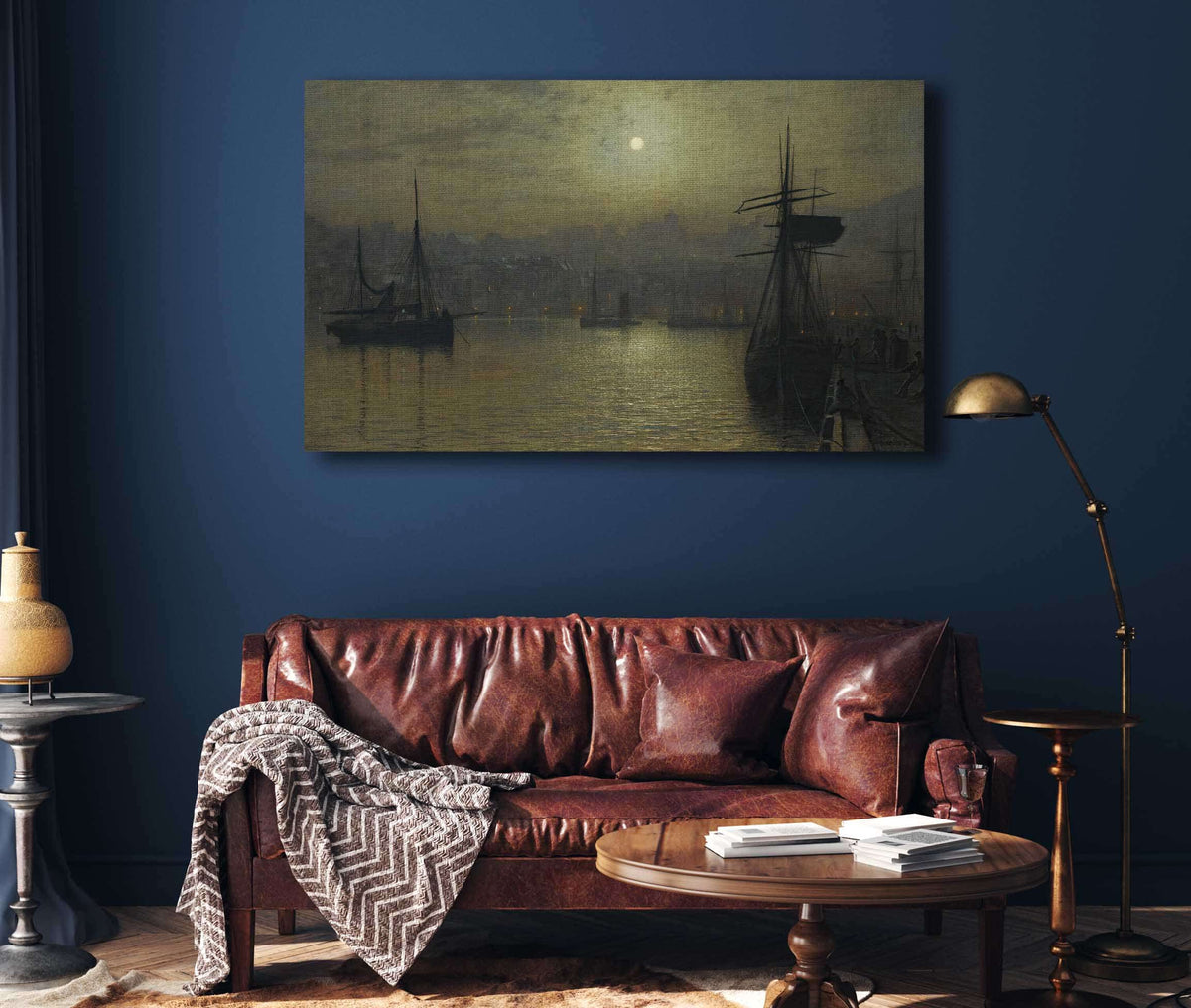 Old Scarborough Full Moon High Water by John Atkinson Grimshaw