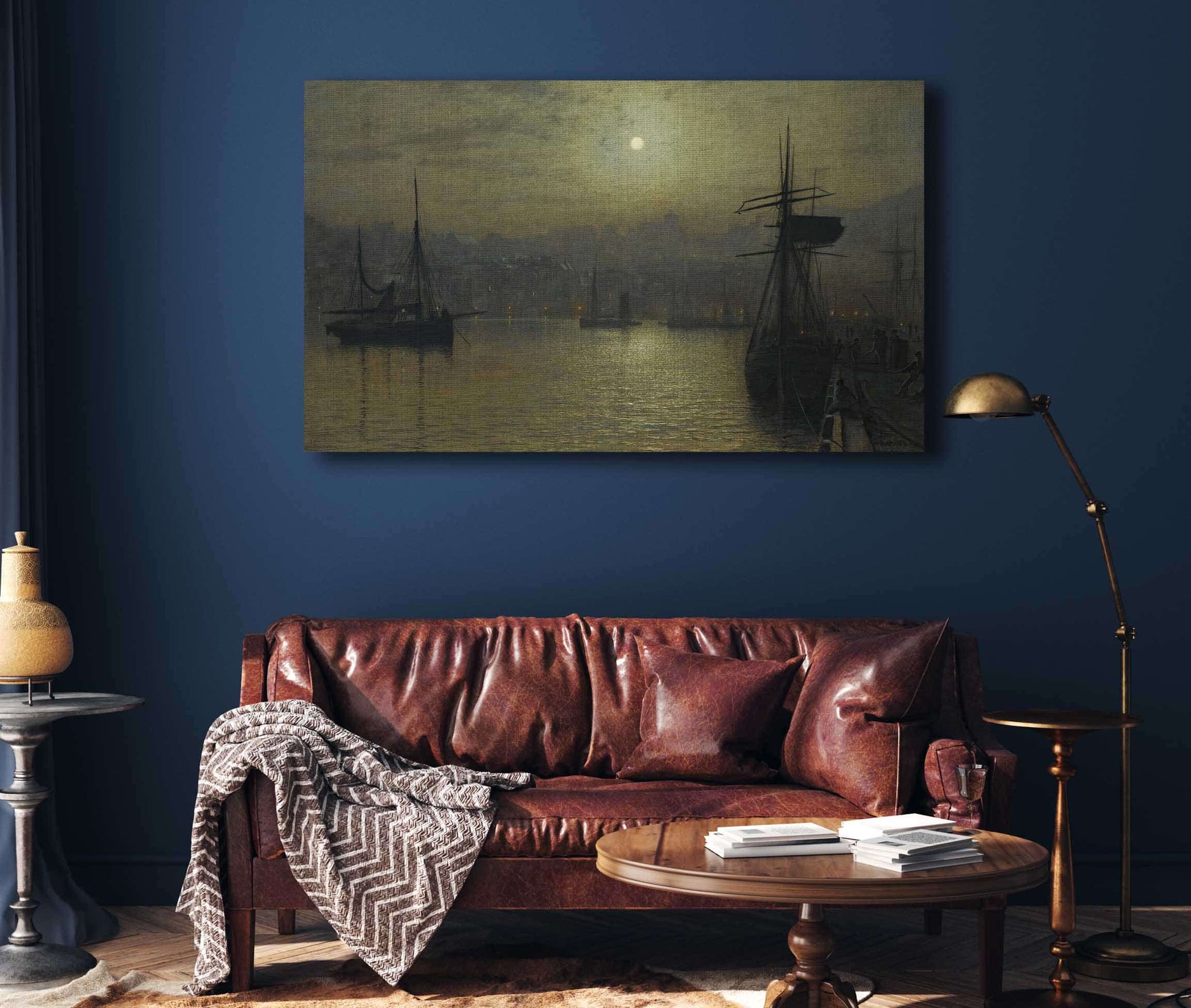 Old Scarborough Full Moon High Water by John Atkinson Grimshaw