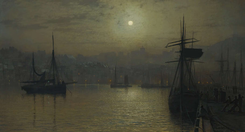 Old Scarborough Full Moon High Water by John Atkinson Grimshaw