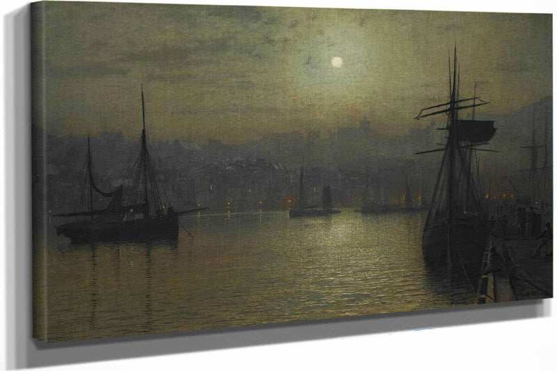 Old Scarborough Full Moon High Water by John Atkinson Grimshaw