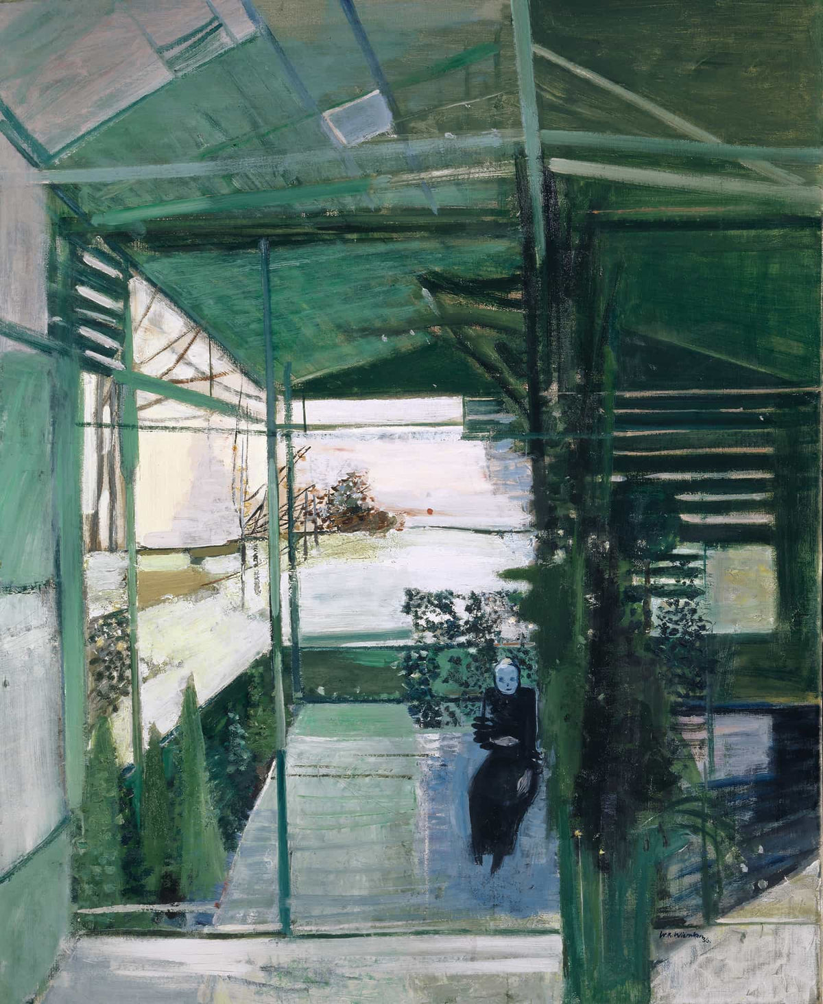 Old Woman In Greenhouse by Walter Kurt Wiemken