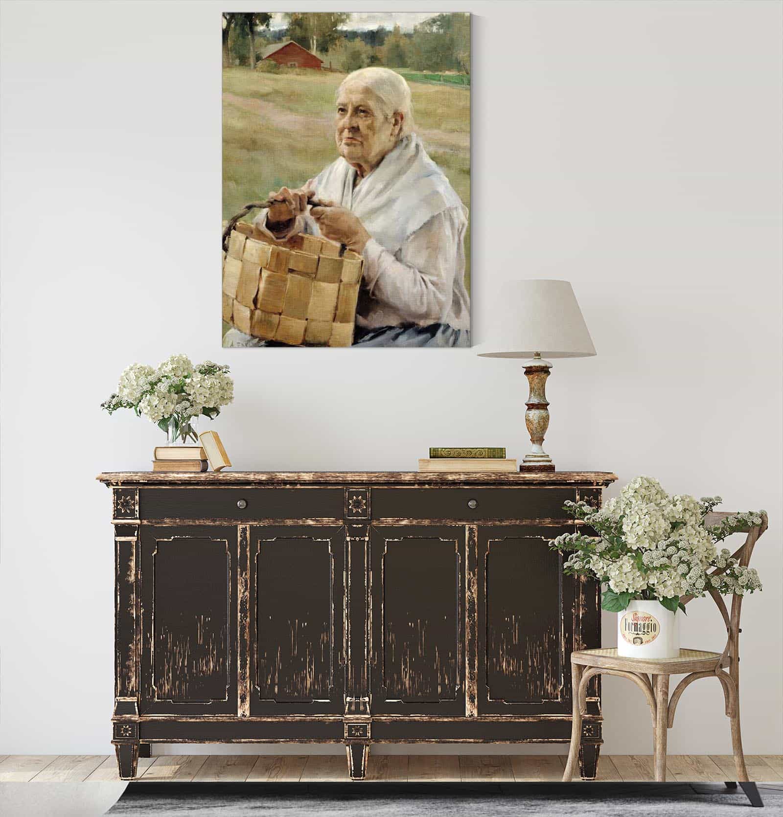 Old Woman With A Chip Basket by Albert Edelfelt