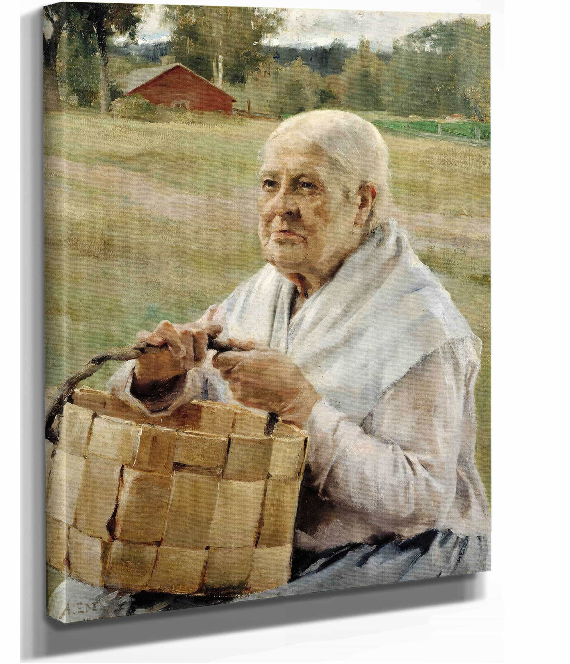 Old Woman With A Chip Basket by Albert Edelfelt