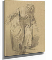 Old Woman With Arms Outstretched Study For The Neapolitan Gesture by Jean Baptiste Greuze