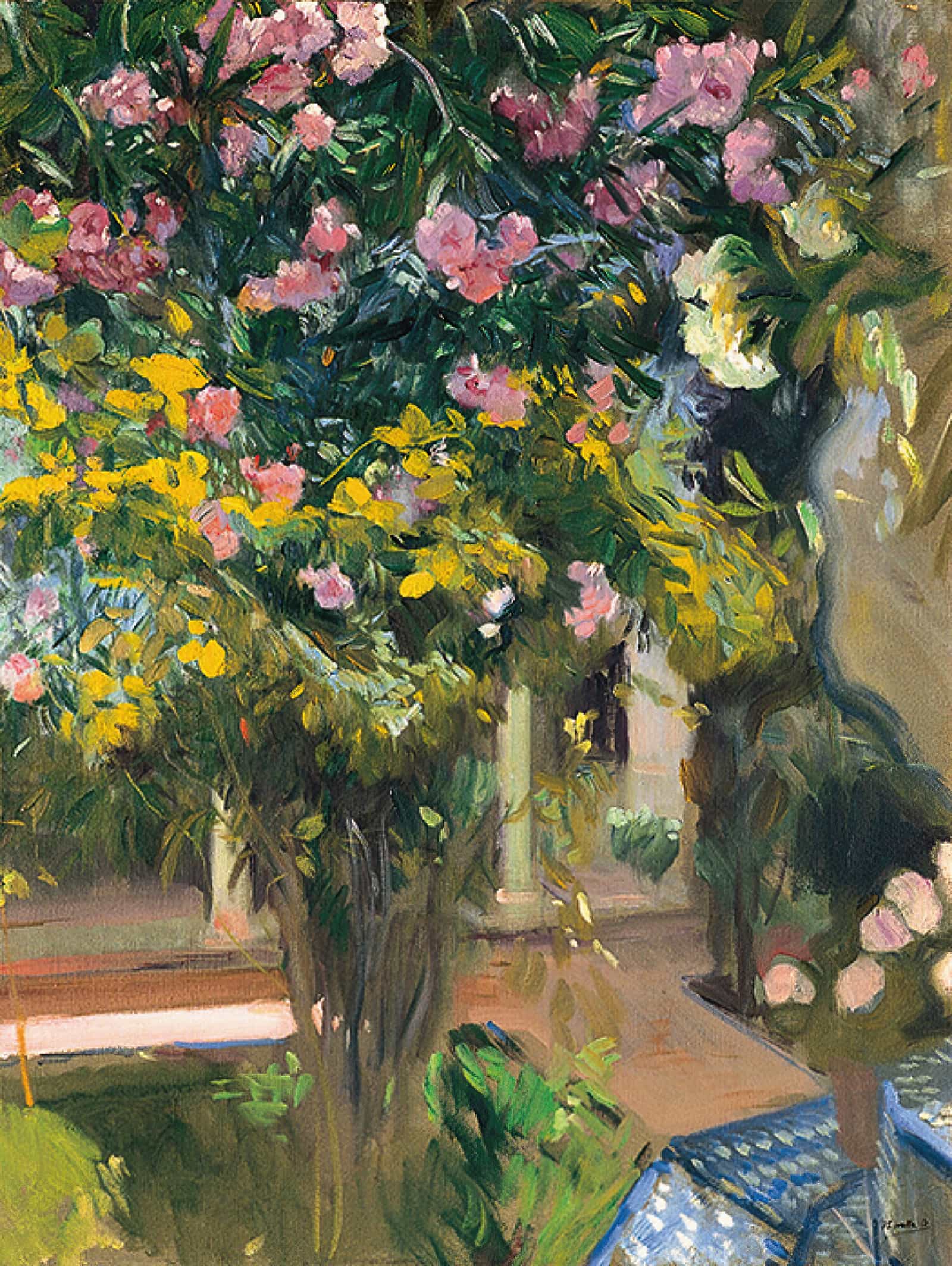 Oleanders The Courtyard Of The Artists Home by Joaquin Sorolla