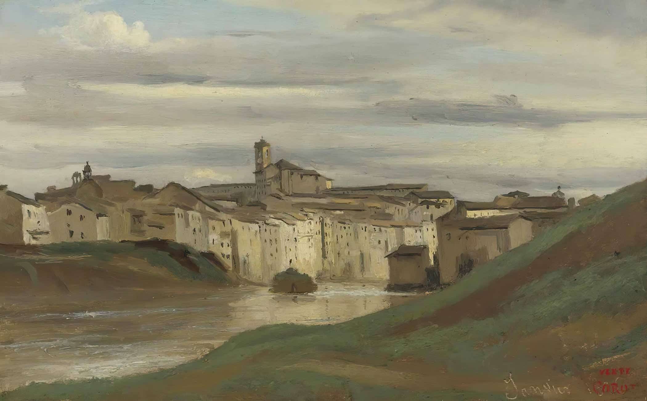 On The Banks Of The Tiber Rome by Jean Baptiste Camille Corot
