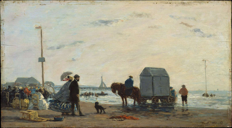On The Beach At Trouville by Eugene Boudin