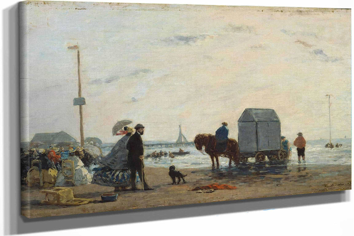 On The Beach At Trouville by Eugene Boudin