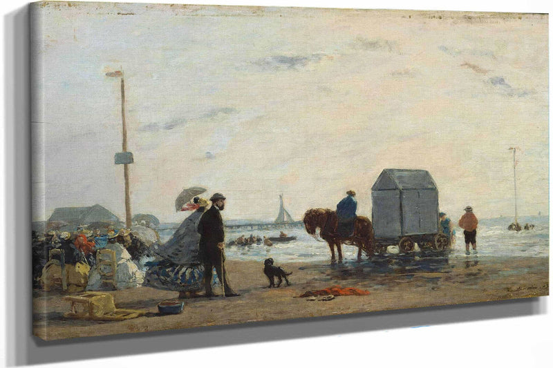 On The Beach At Trouville by Eugene Boudin
