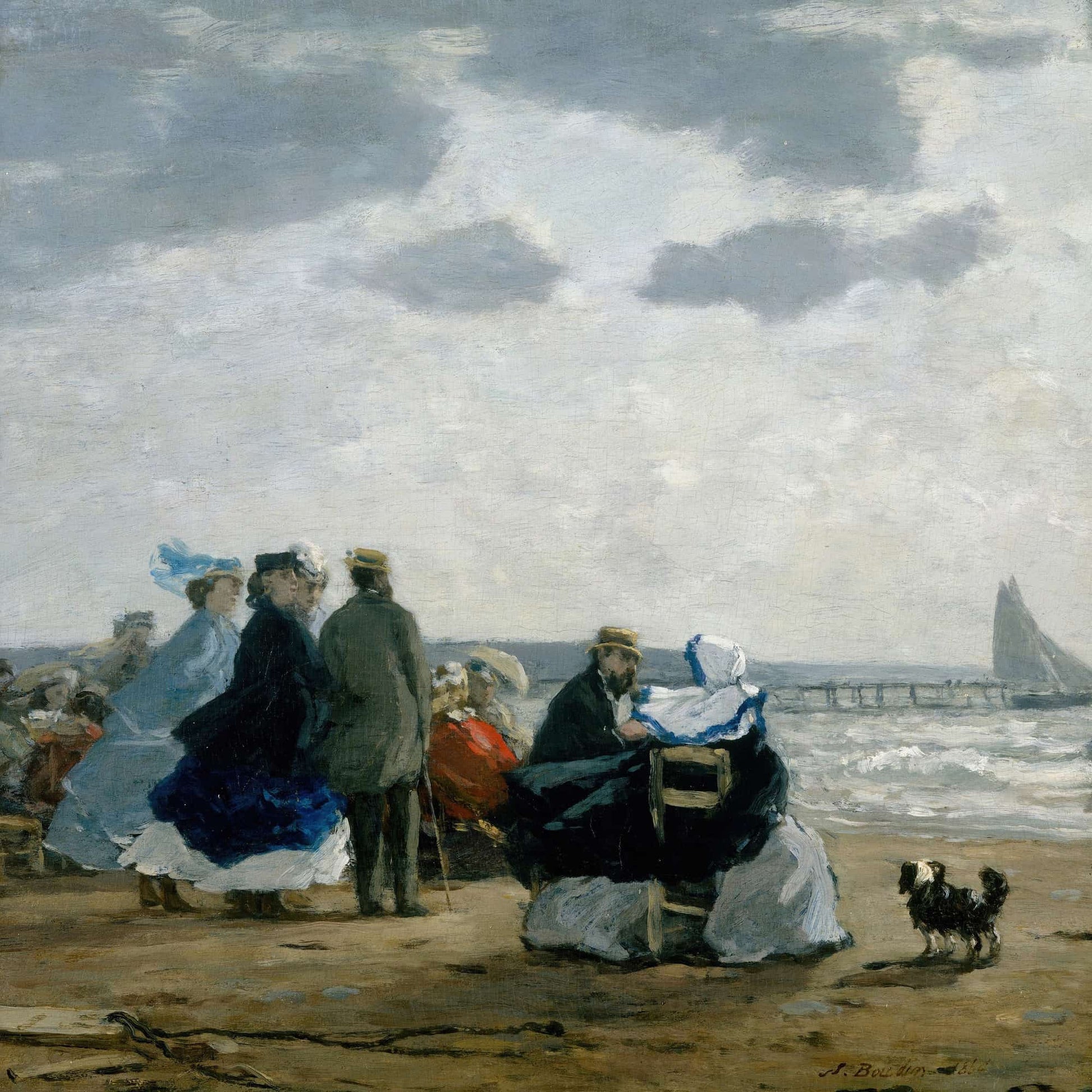 On The Beach Dieppe by Eugene Boudin
