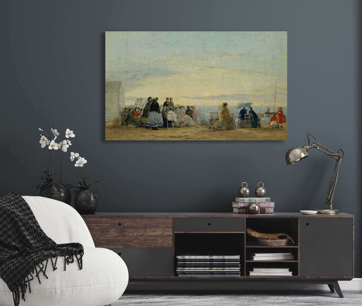 On The Beach Sunset by Eugene Boudin