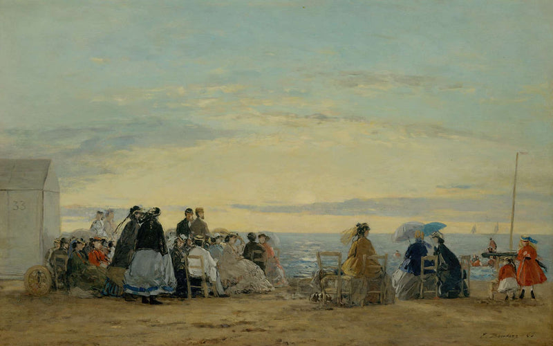 On The Beach Sunset by Eugene Boudin