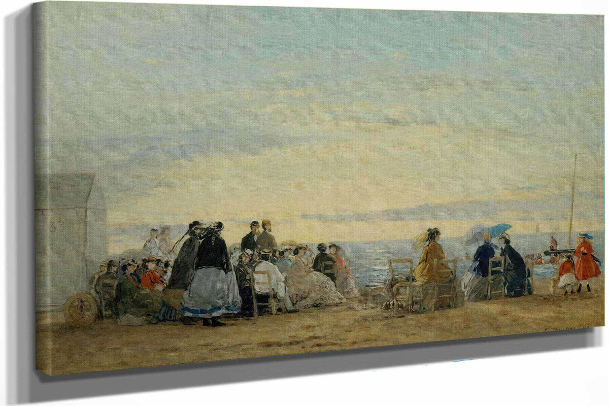 On The Beach Sunset by Eugene Boudin