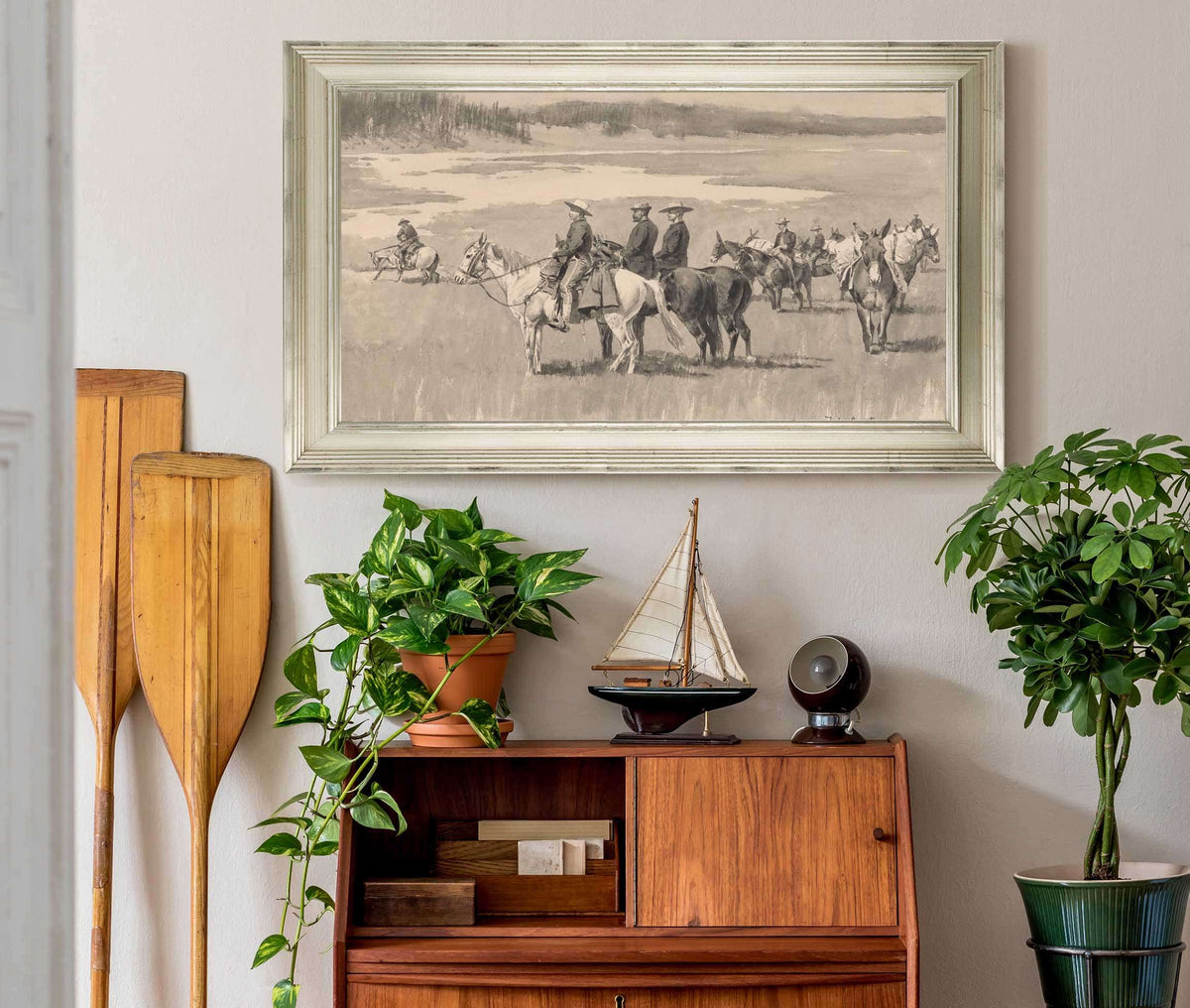 On The Head Waters Burgess Finding A Ford by Frederic Remington