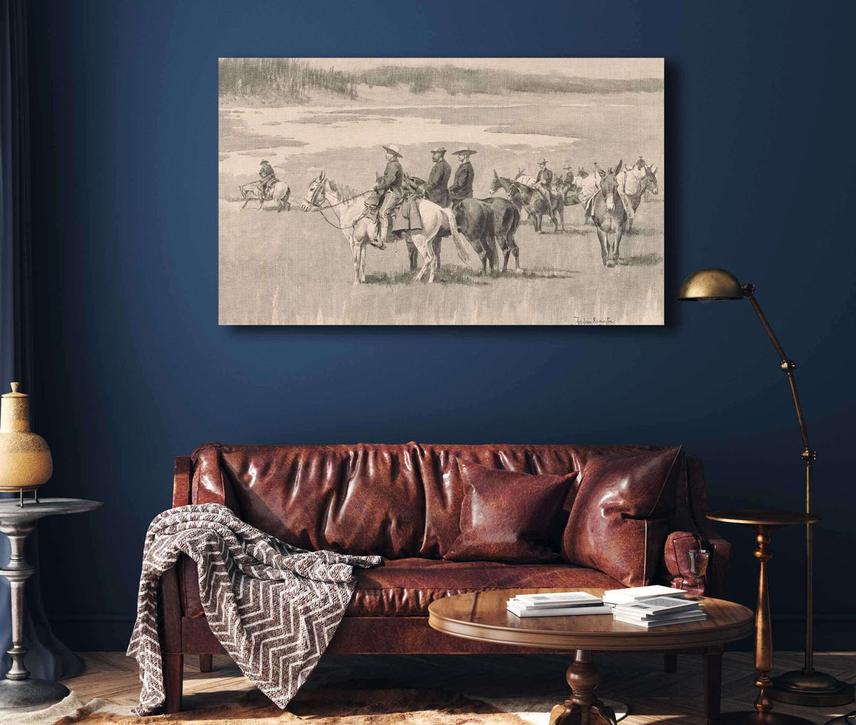 On The Head Waters Burgess Finding A Ford by Frederic Remington