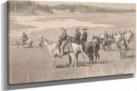 On The Head Waters Burgess Finding A Ford by Frederic Remington