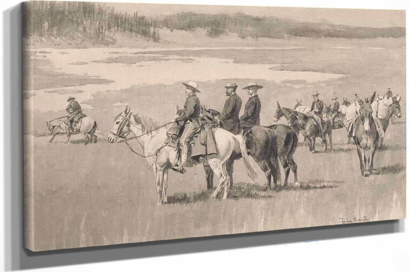 On The Head Waters Burgess Finding A Ford by Frederic Remington