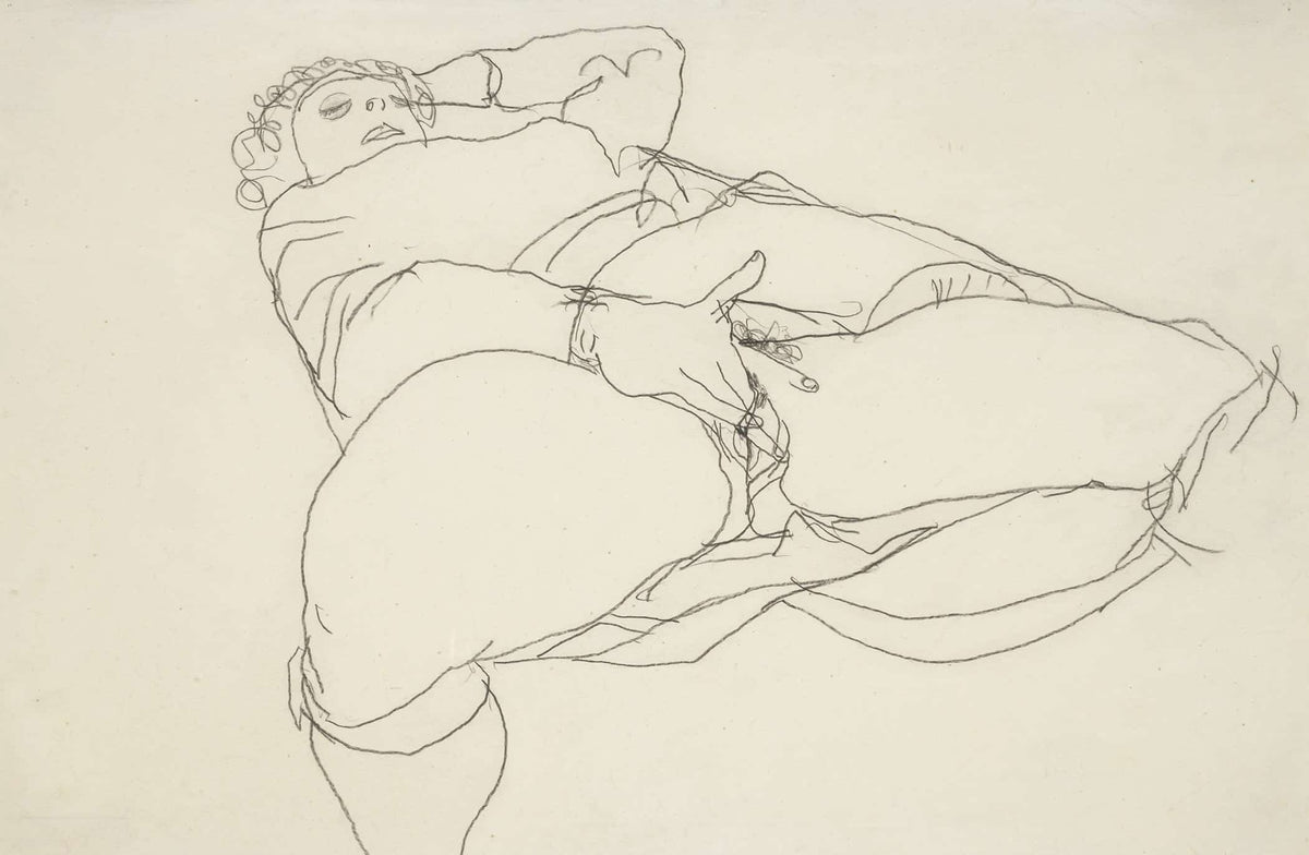 Onanierende Frau Mit Gespreizten Schenkeln Masturbating Woman With Spread Thighs by Egon Schiele