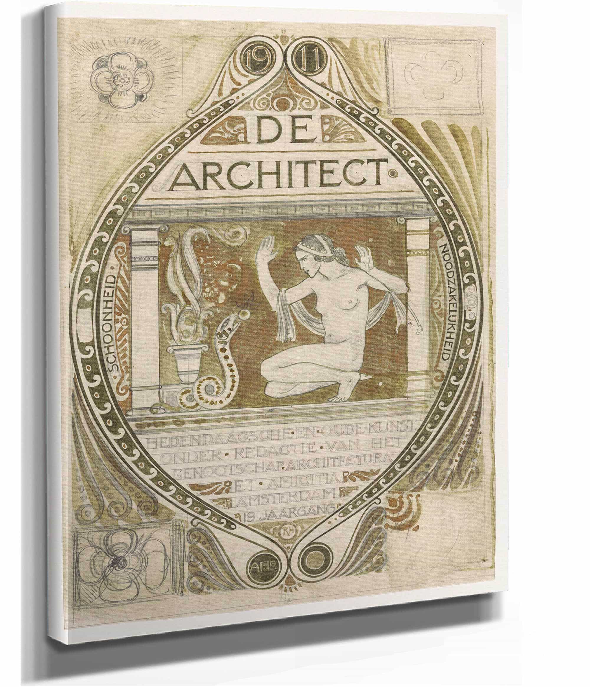 Ontwerp Voor De Omslag Van De Architect  by Richard Nicolaus Roland Holst
