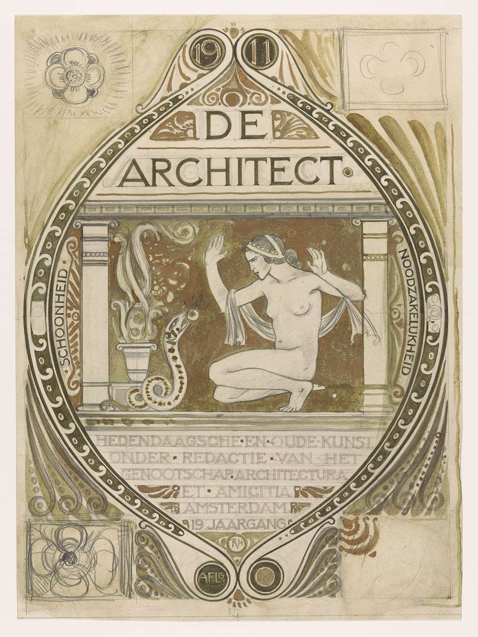 Ontwerp Voor De Omslag Van De Architect  by Richard Nicolaus Roland Holst