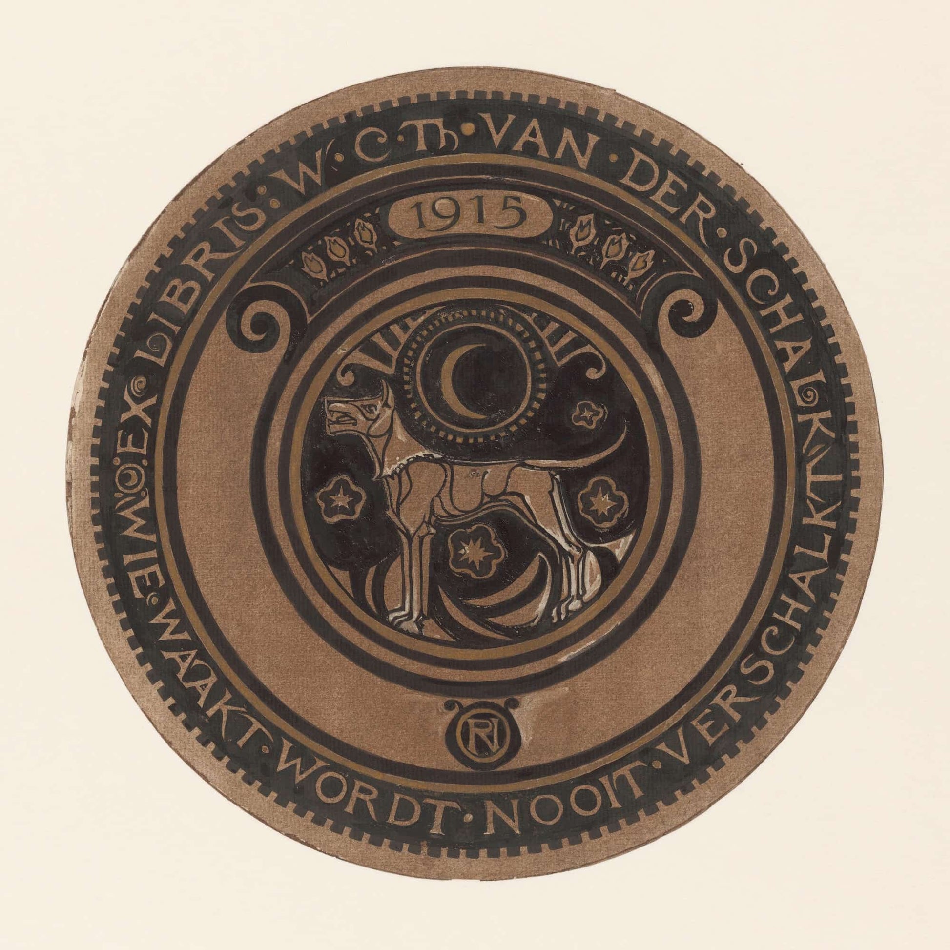 Ontwerp Voor Ex Libris Van W.C.Th. Van Der Schalk by Richard Nicolaus Roland Holst